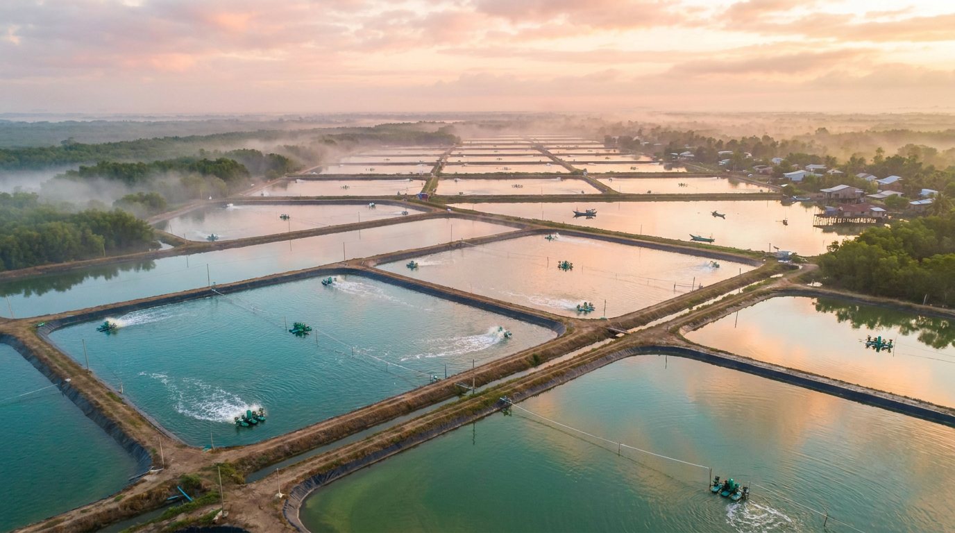 Shrimp aquaculture ponds