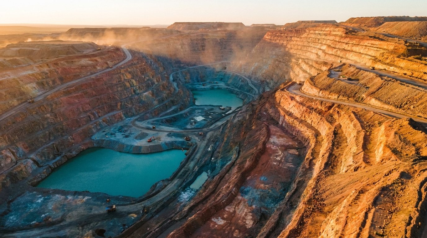 Open-pit mine with process water