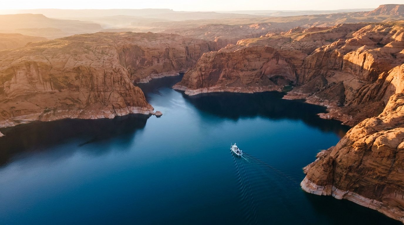 Desert lake and canyon